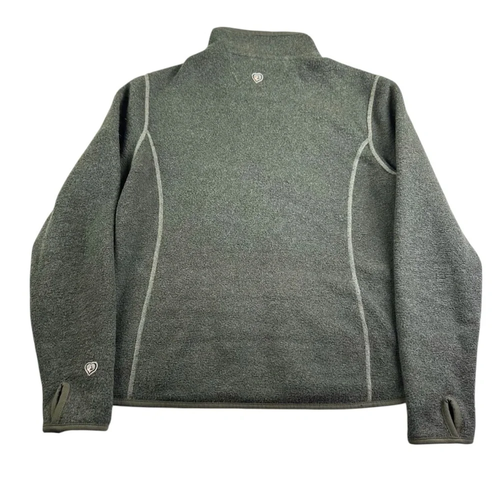 Kuhl Alpaca Fleece Zip Jacket Small Forest Green Thumb Holes - Picture 3 of 10